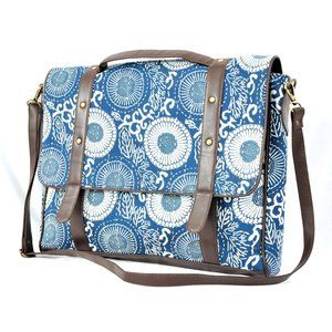 Blue Floral Block Print Large Office Bag